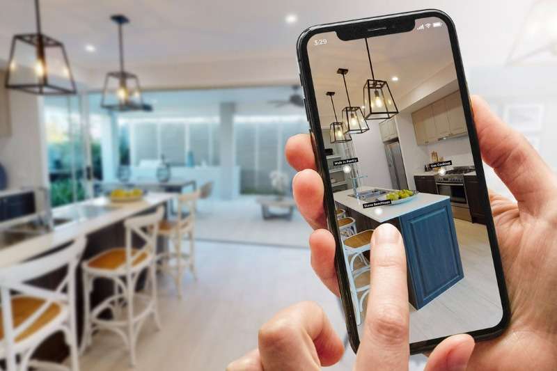 kitchen virtual tour on cellphone